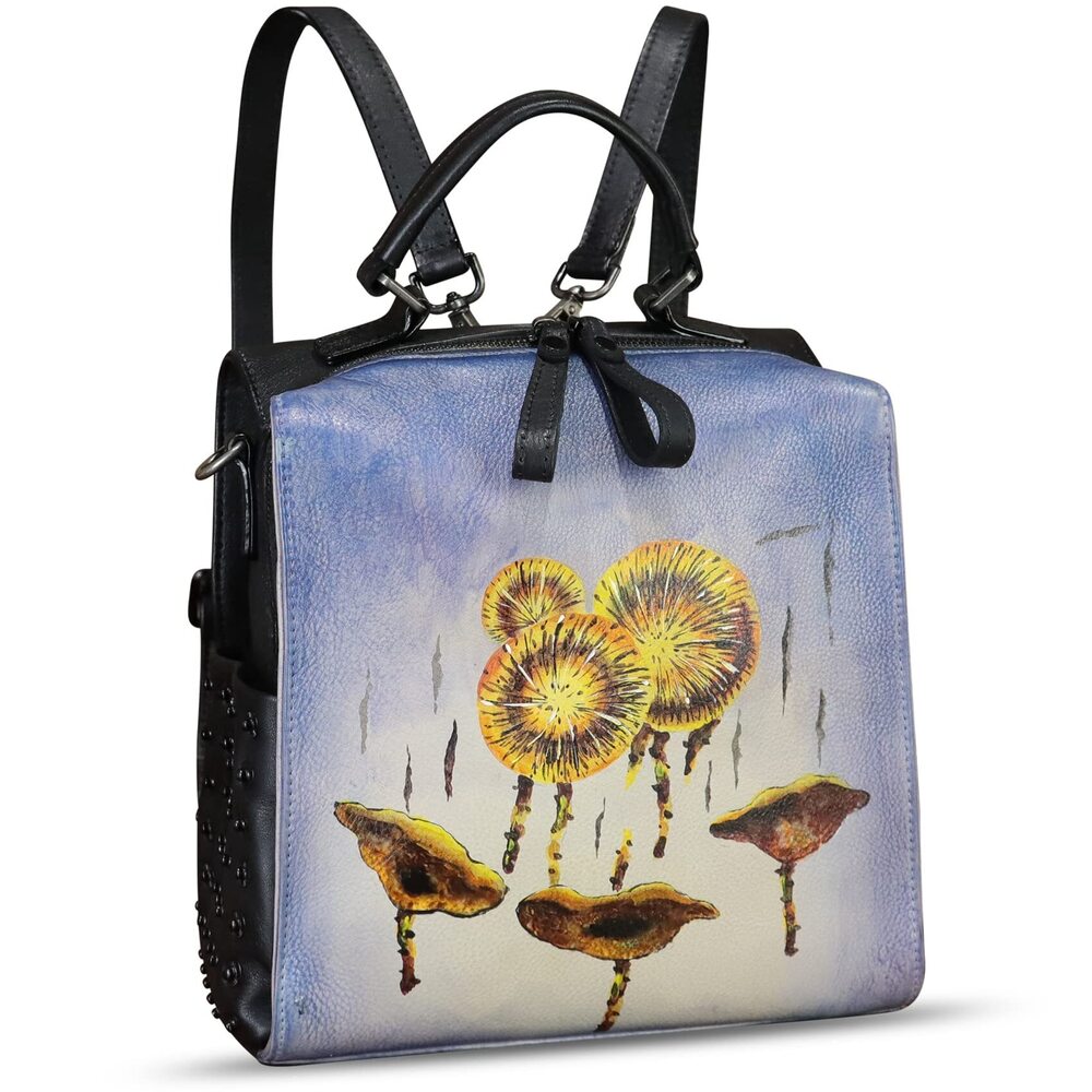7600 Leather Satchel Hand Painted Purse Crossbody Handbag Top Handle Bags - Picture 7 of 7